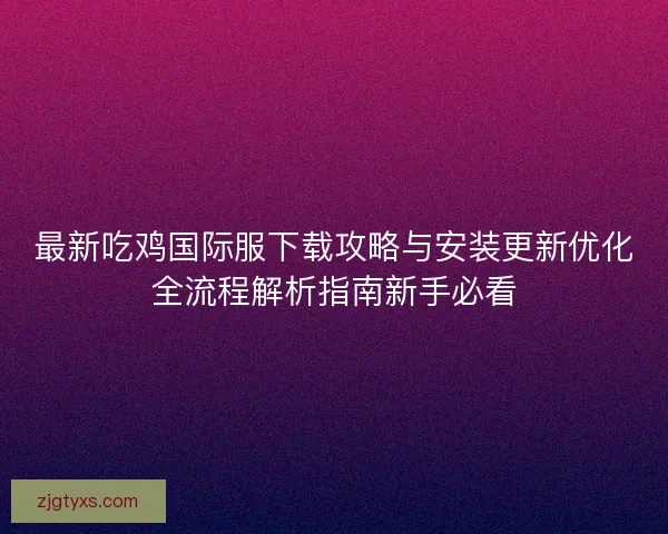 最新吃鸡国际服下载攻略与安装更新优化全流程解析指南新手必看